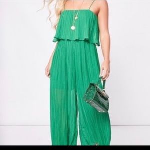 NTW Zara Emerald Pleated Jumpsuit size XL